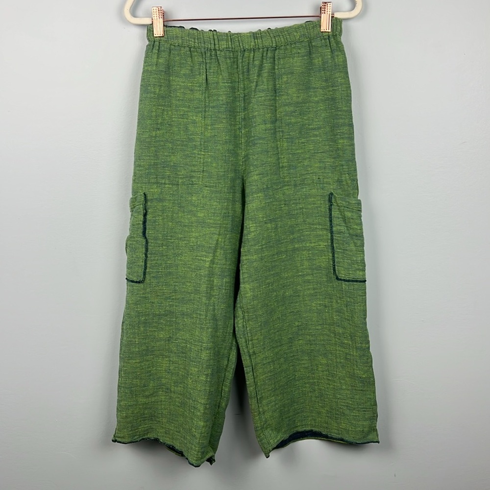 CLICK by Color me Cotton 100% linen medium 2 piece women’s set reversible pants - Picture 11 of 12